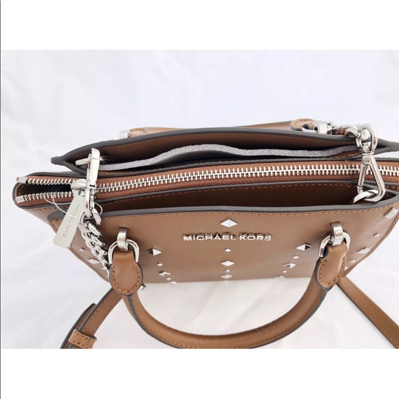 Michael Kors Ellis Small Satchel Stud Brown - Picture 5 of 8